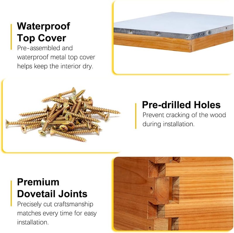 MayBee 5-Frame Nuc Beehive for Bees Complete Bee Hive Box Kit with Metal Roof Includes Wooden Frames & Waxed Foundations for Langstroth Beekeeping - Image 4